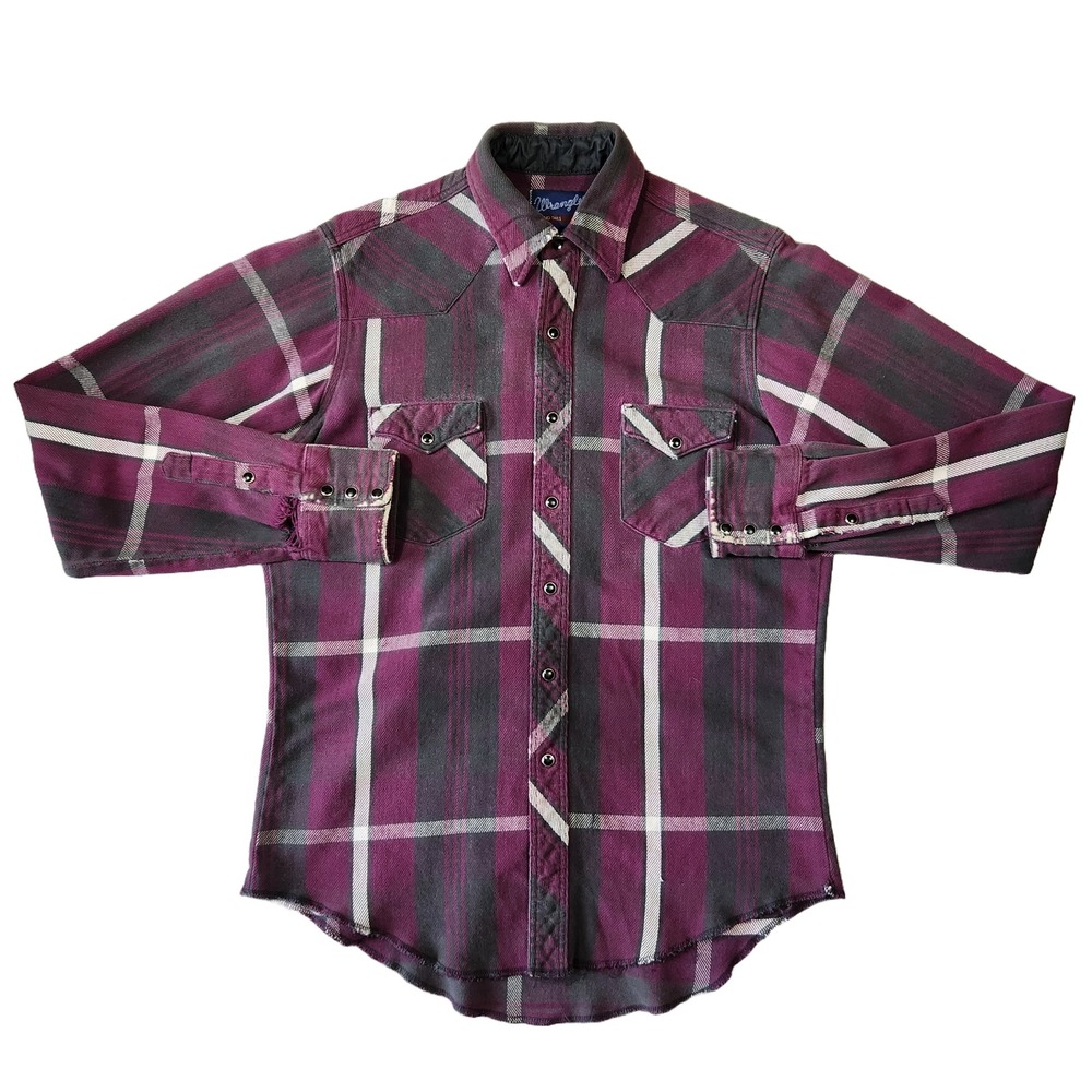 Vtg Wrangler Shirt Mens 16 Retro‎ Western Plaid Flannel 90s Country Pearl Snap